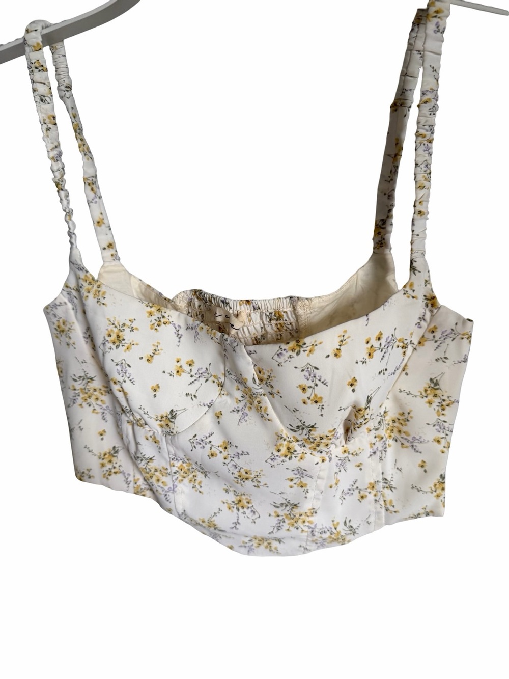 NWT Pitaya Floral Corset Crop Top Milk Tea Yellow Purple Size S